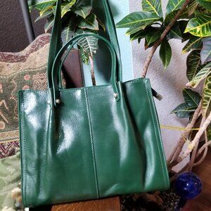 Green leather handbag, unbranded, new without tags